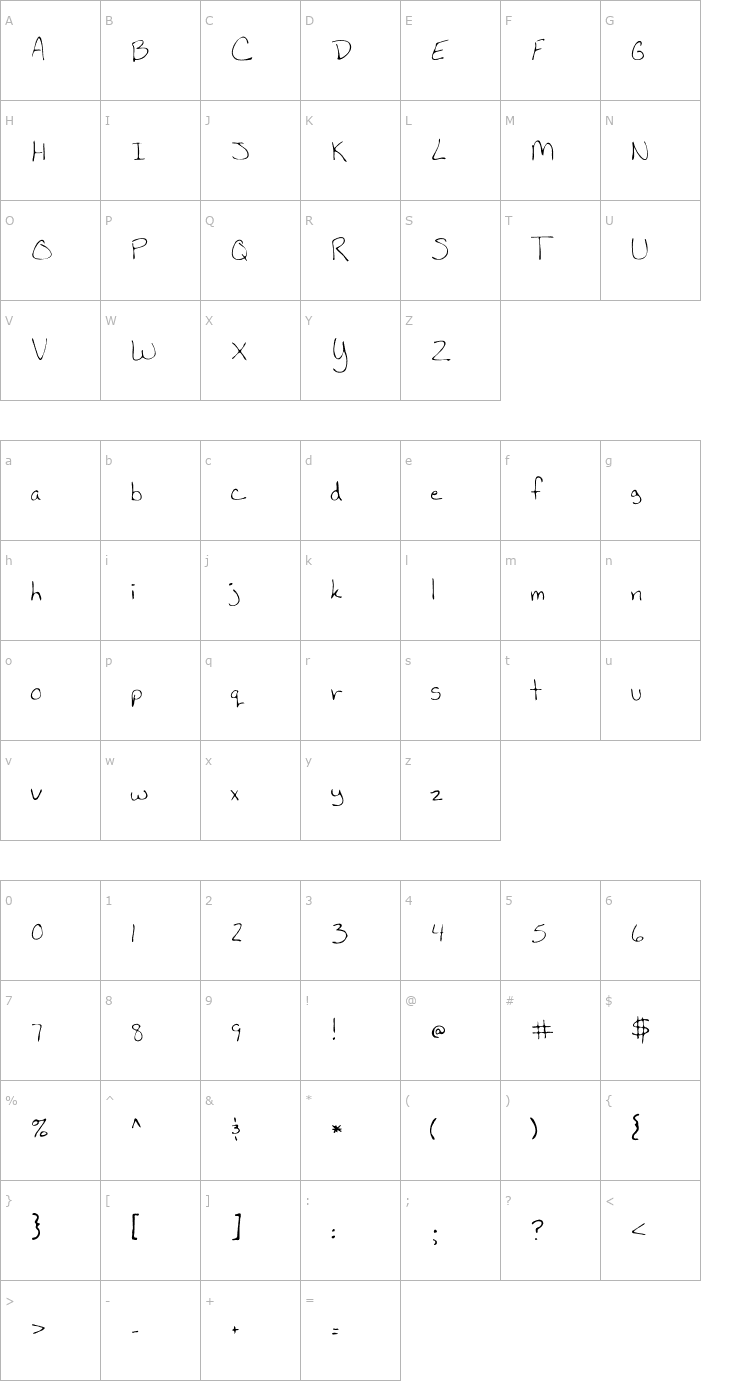 Character Map Lauren Regular Font