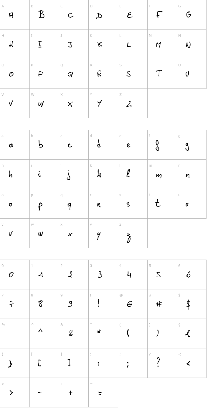 Character Map Laurent HW Font