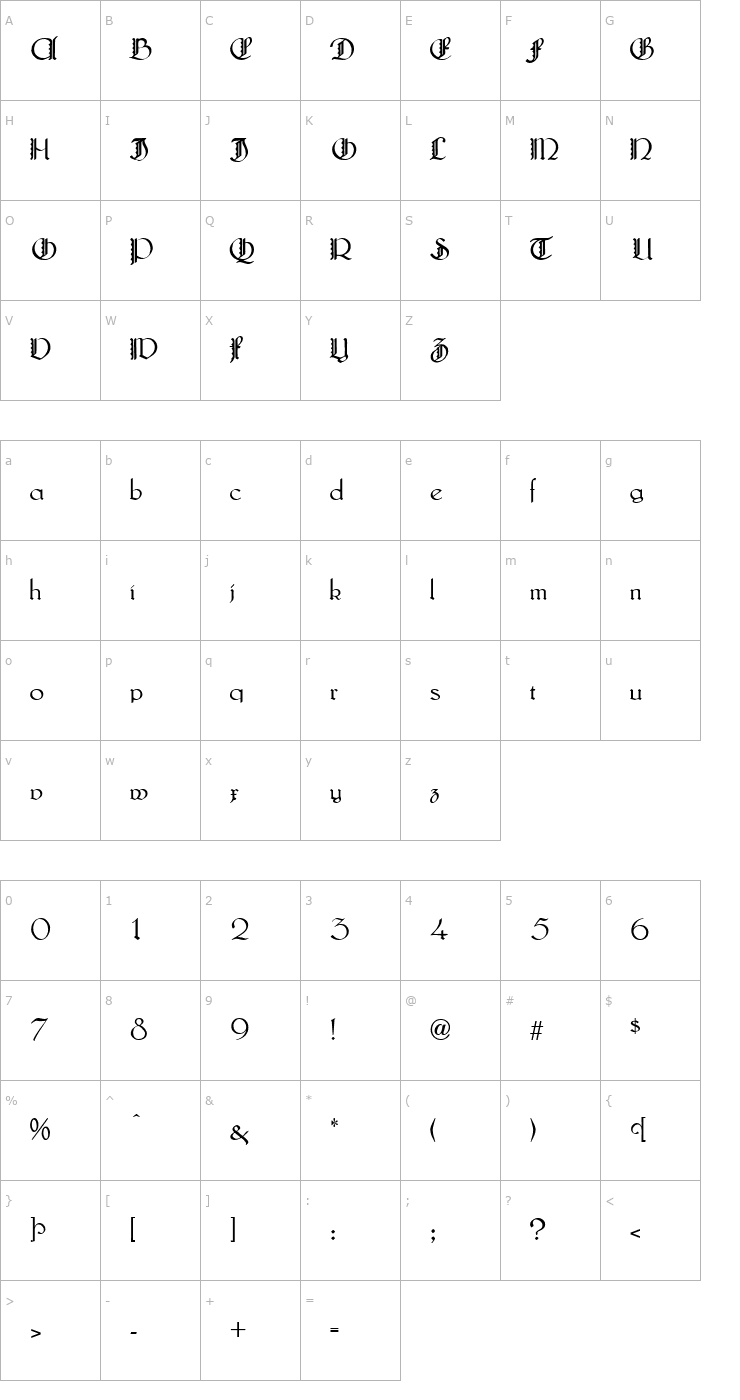 Character Map Lautenbach Fancy Caps Normal Font