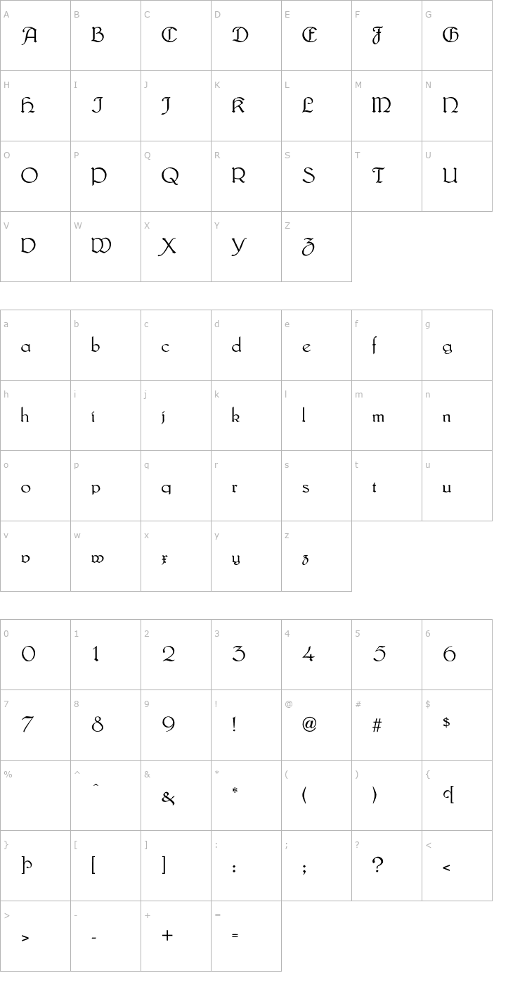 Character Map Lautenbach-Normal OTF Font