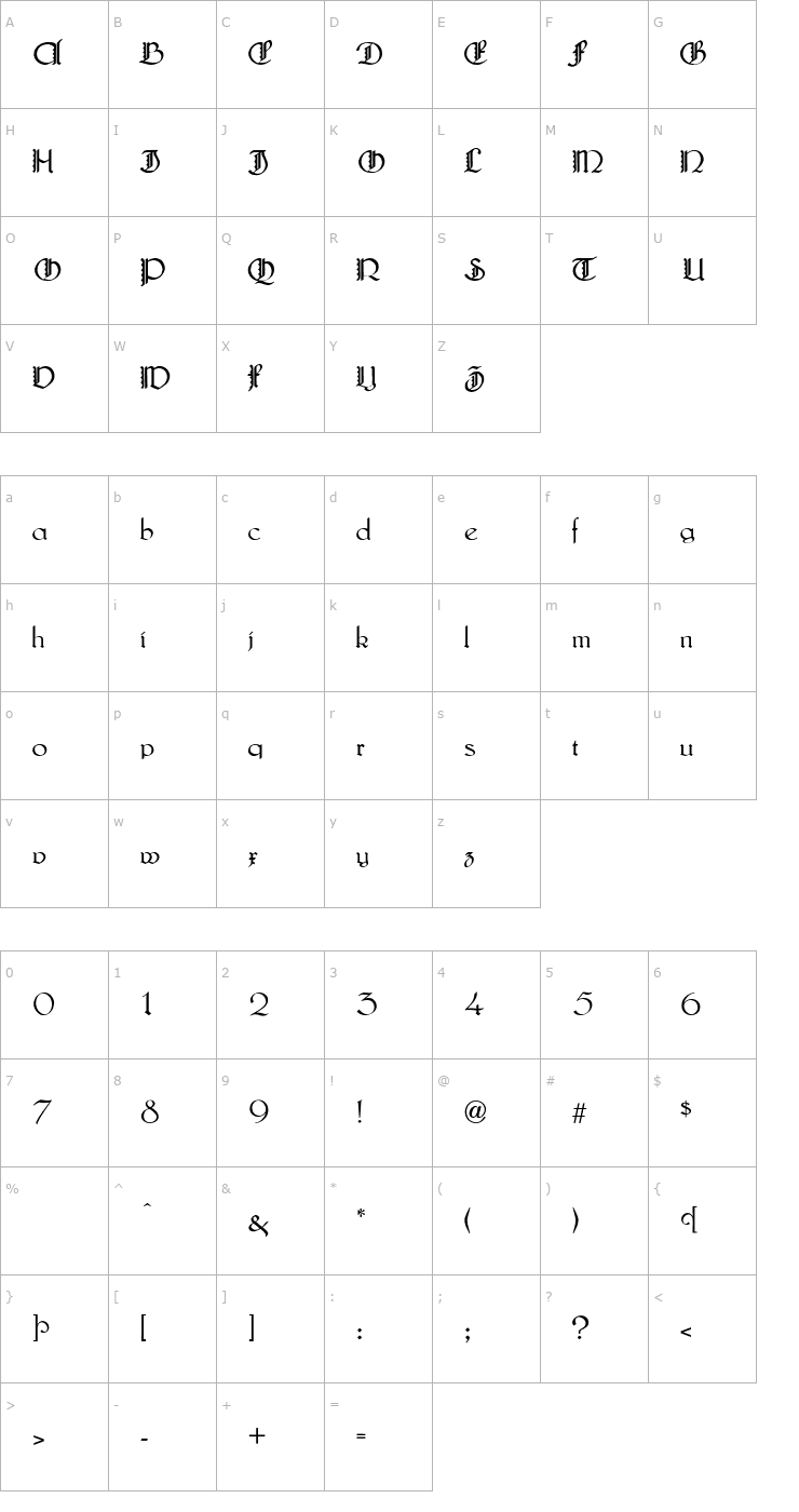 Character Map LautenbachFancyCaps-Normal Font