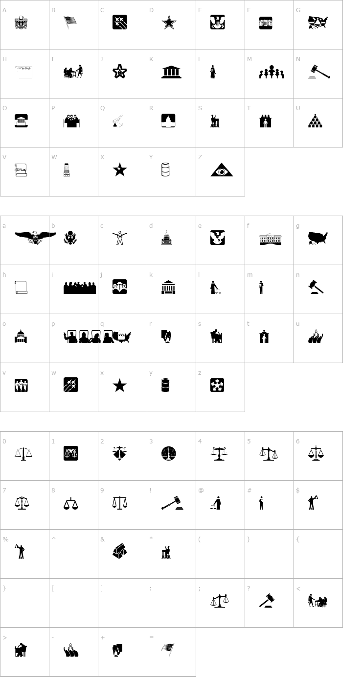 Character Map Law & Order Font