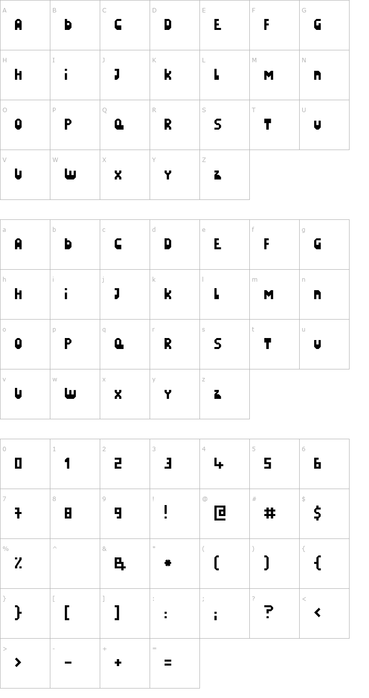 Character Map LazySunday Font