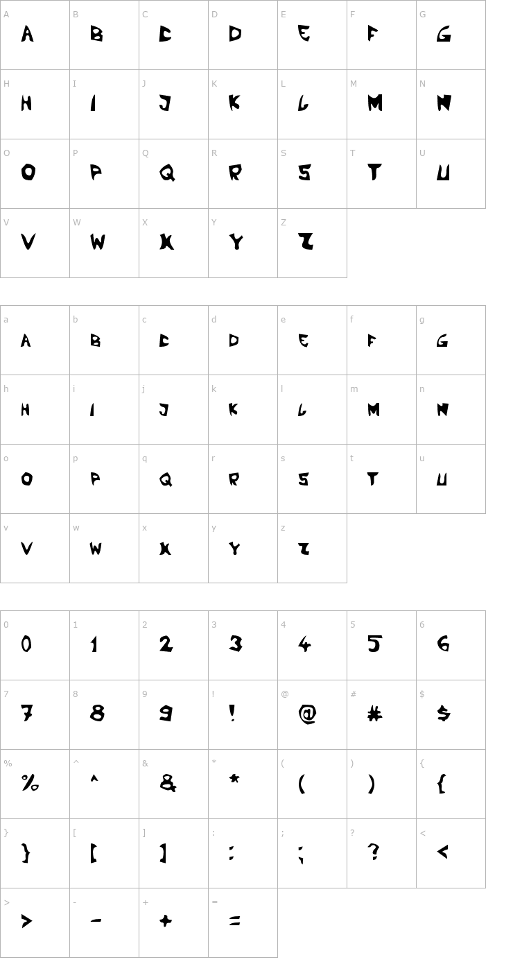 Character Map LBC Boom Font