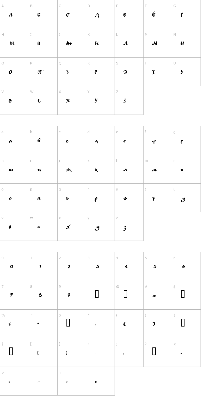 Character Map LC Bagira Font