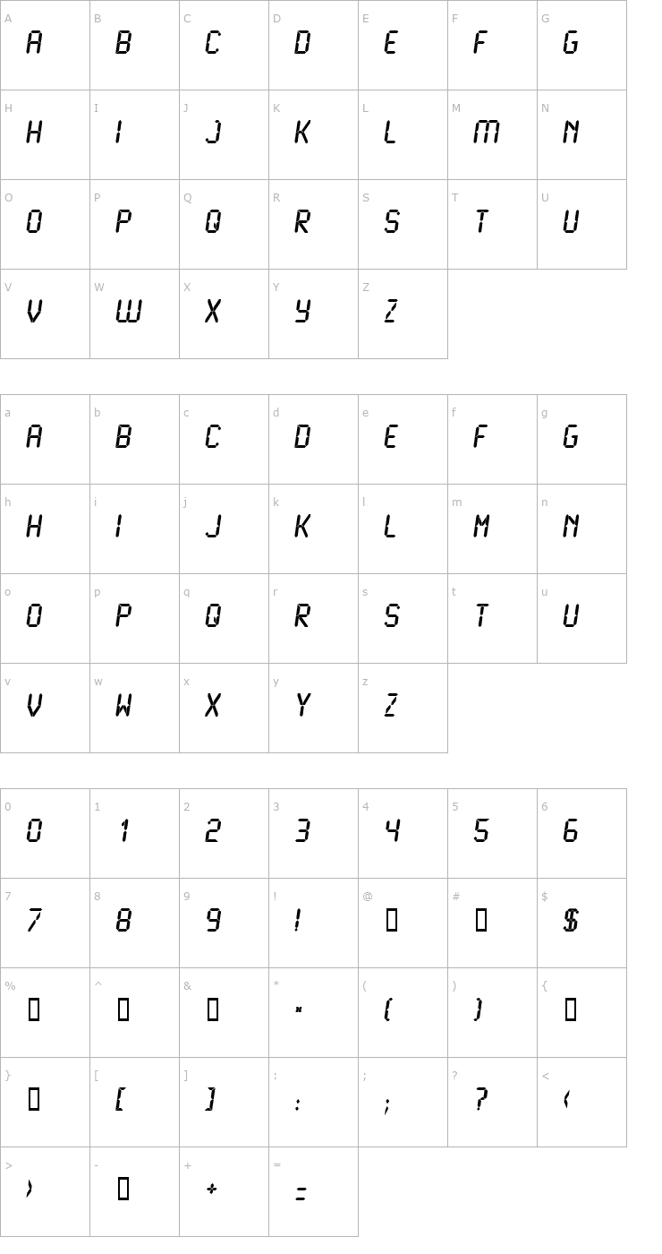 Character Map LCD Bold Font