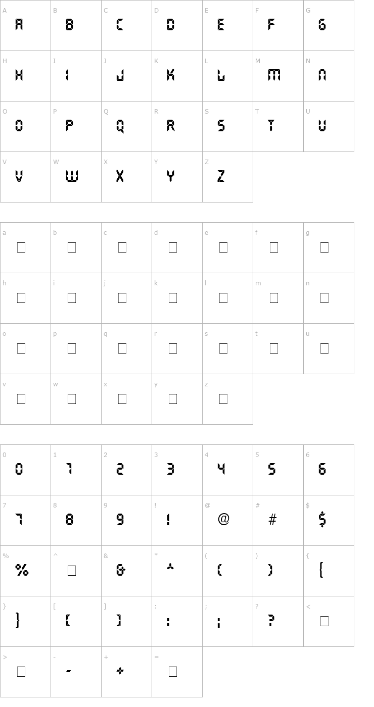 Character Map LCD Display Caps SSi Font