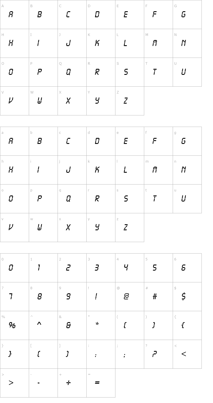 Character Map LCD Font