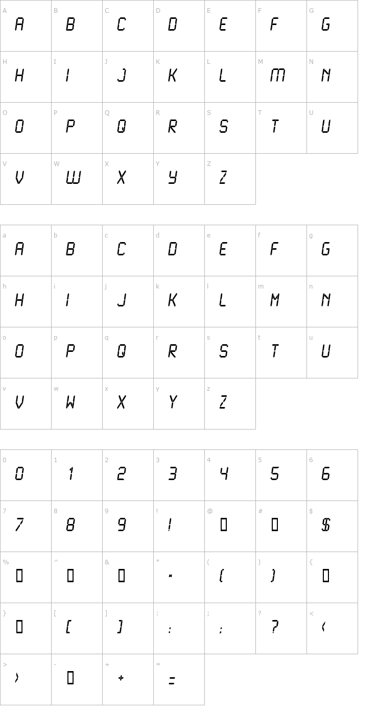 Character Map LCD Normal Font
