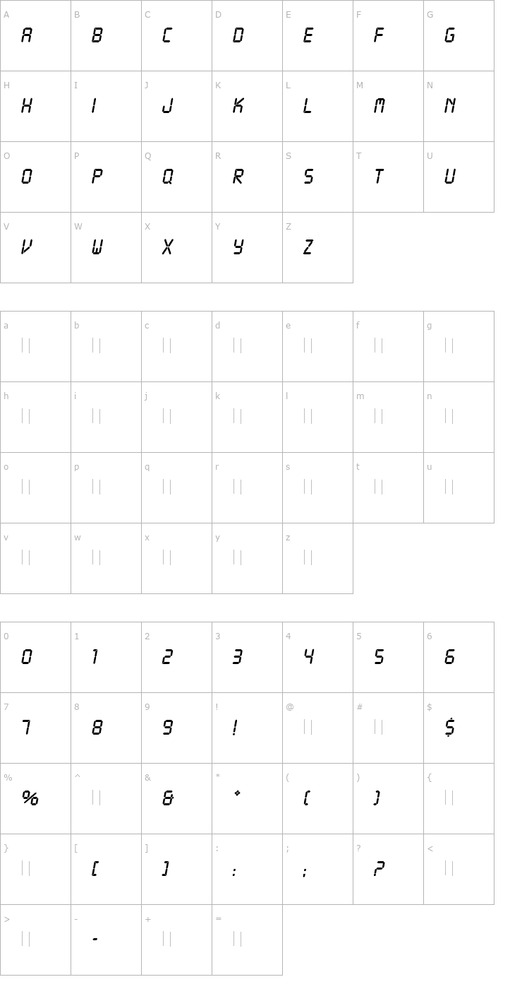 Character Map LCD Plain Font