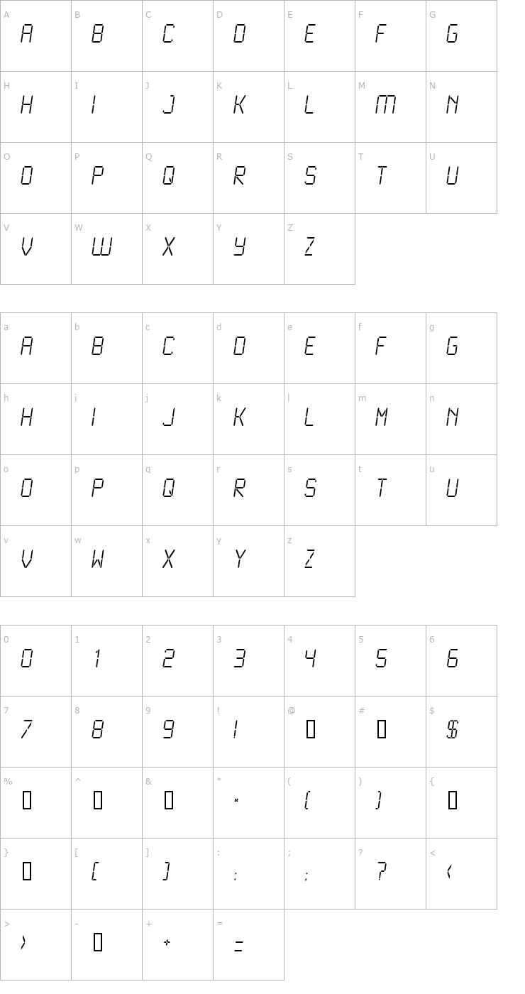 Character Map LCD2 Light Font