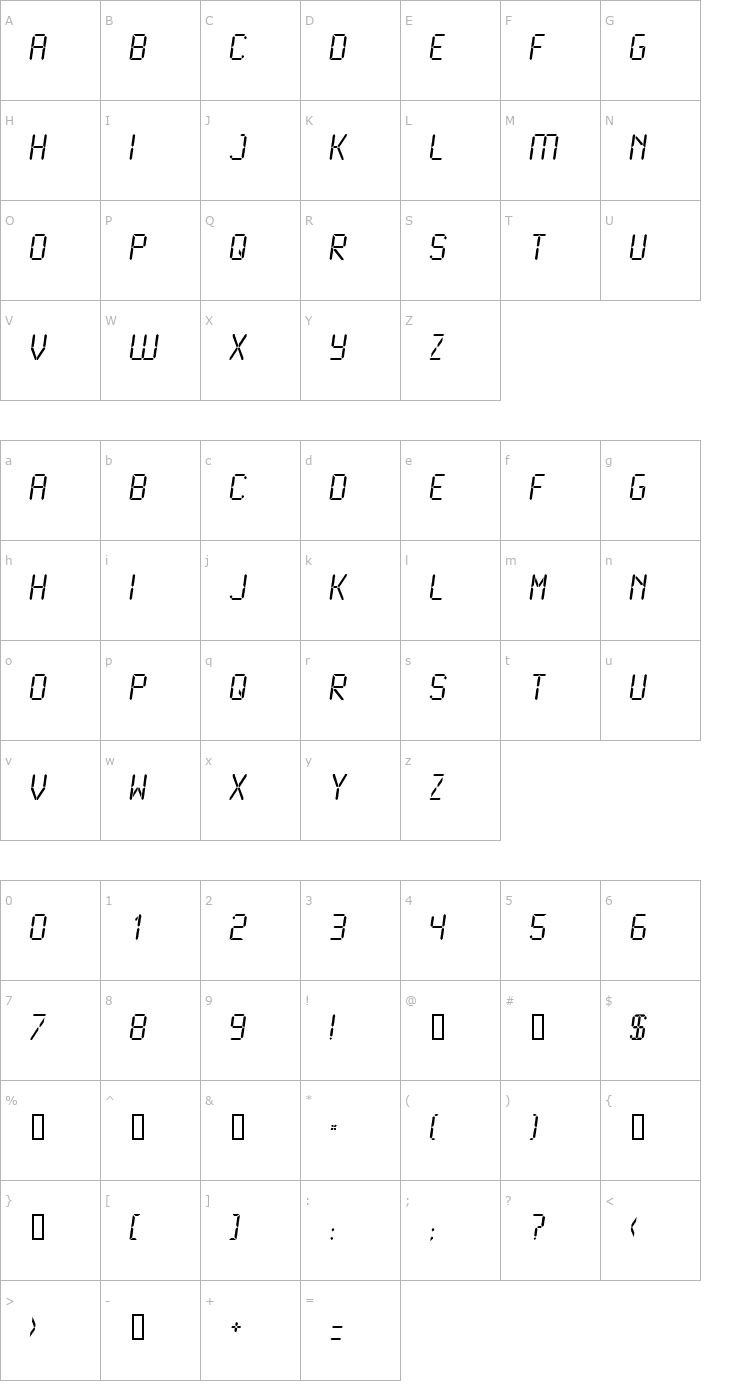 Character Map LCD2 Normal Font