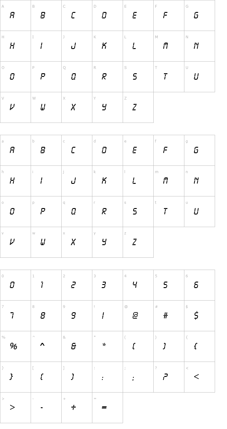 Character Map LcdD Font