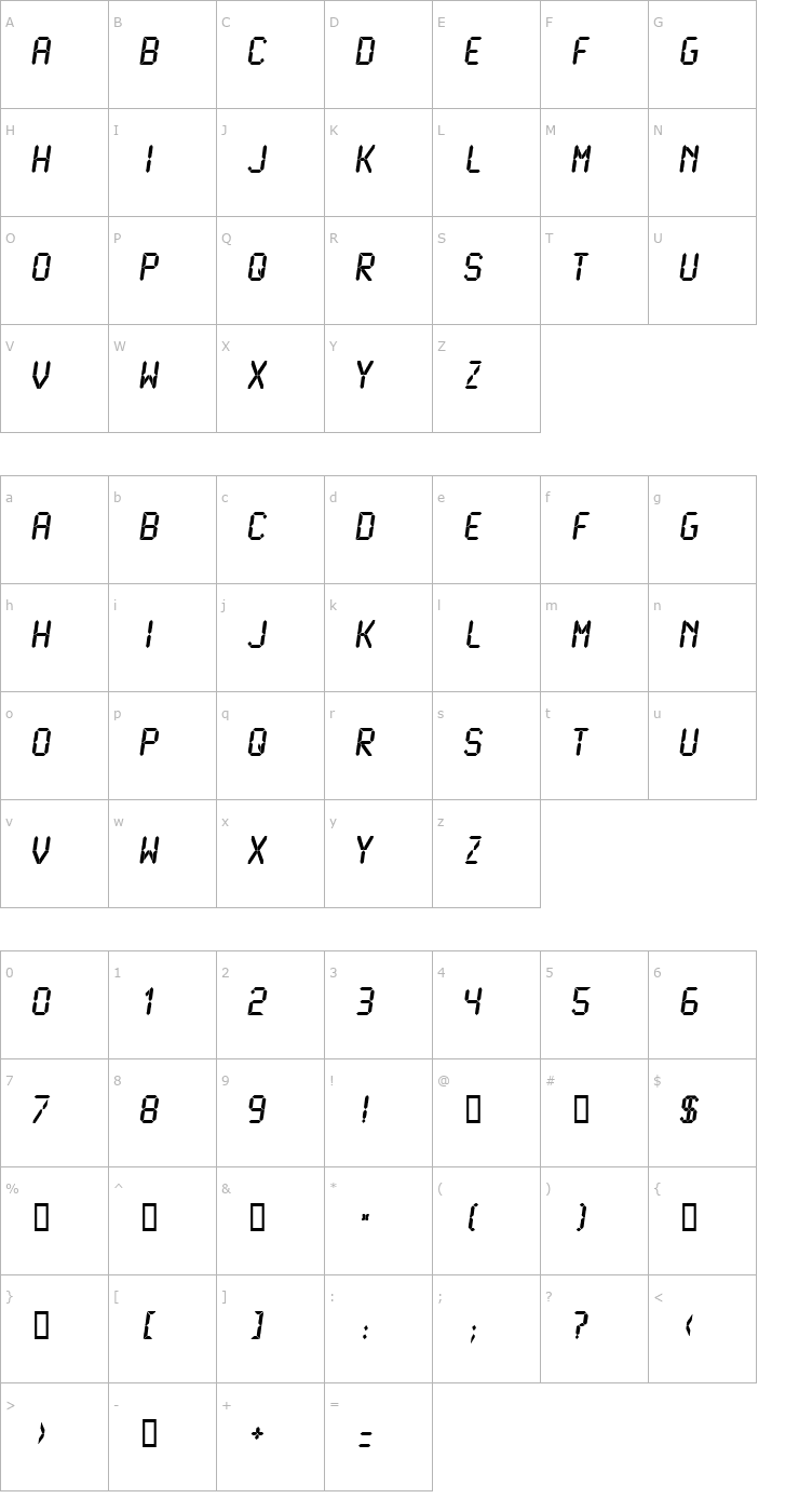 Character Map LCDMono Bold Font