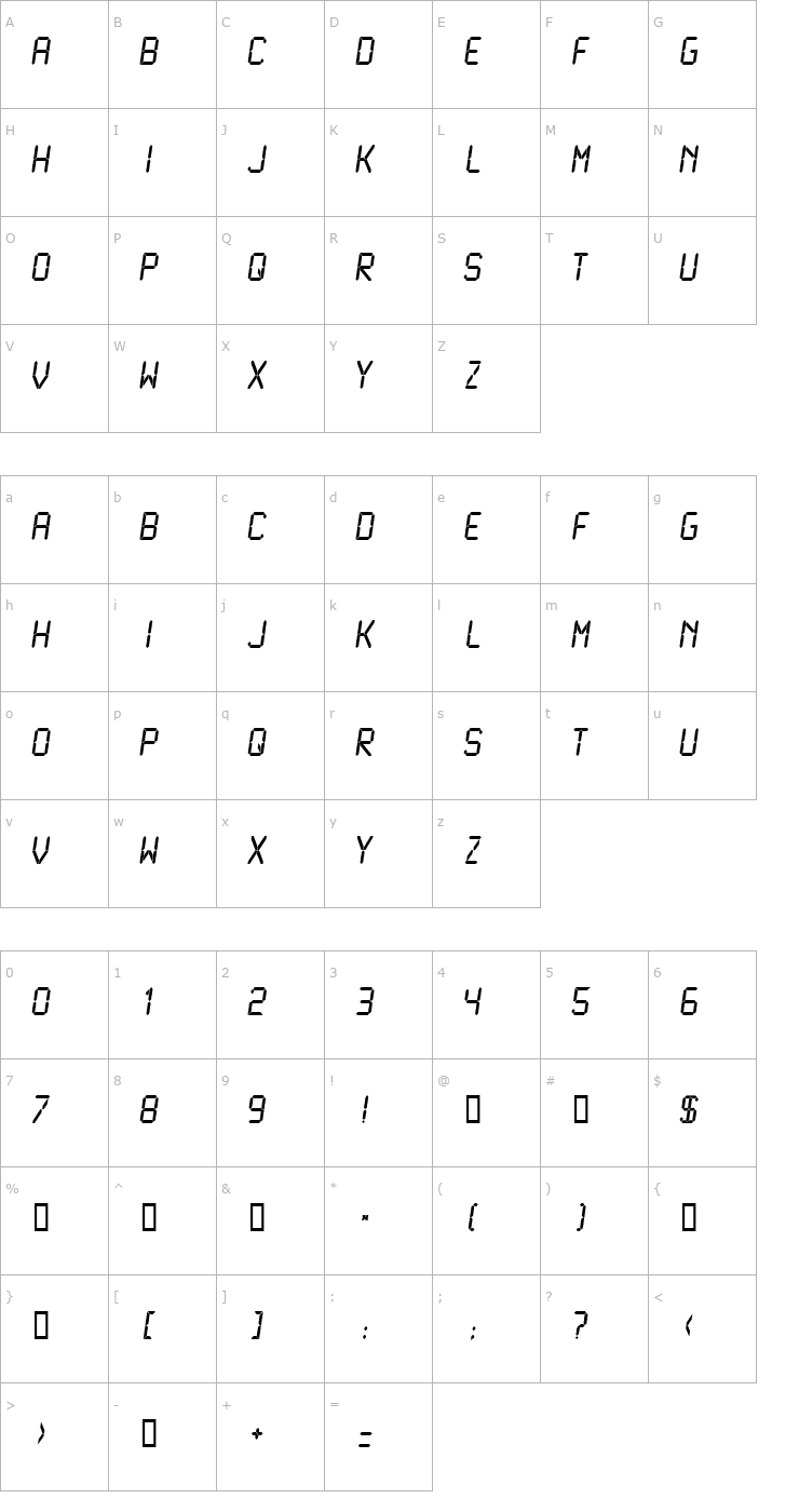 Character Map LCDMono Normal Font