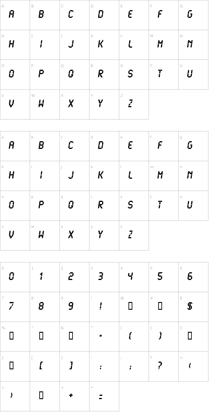 Character Map LCDMono Ultra Font