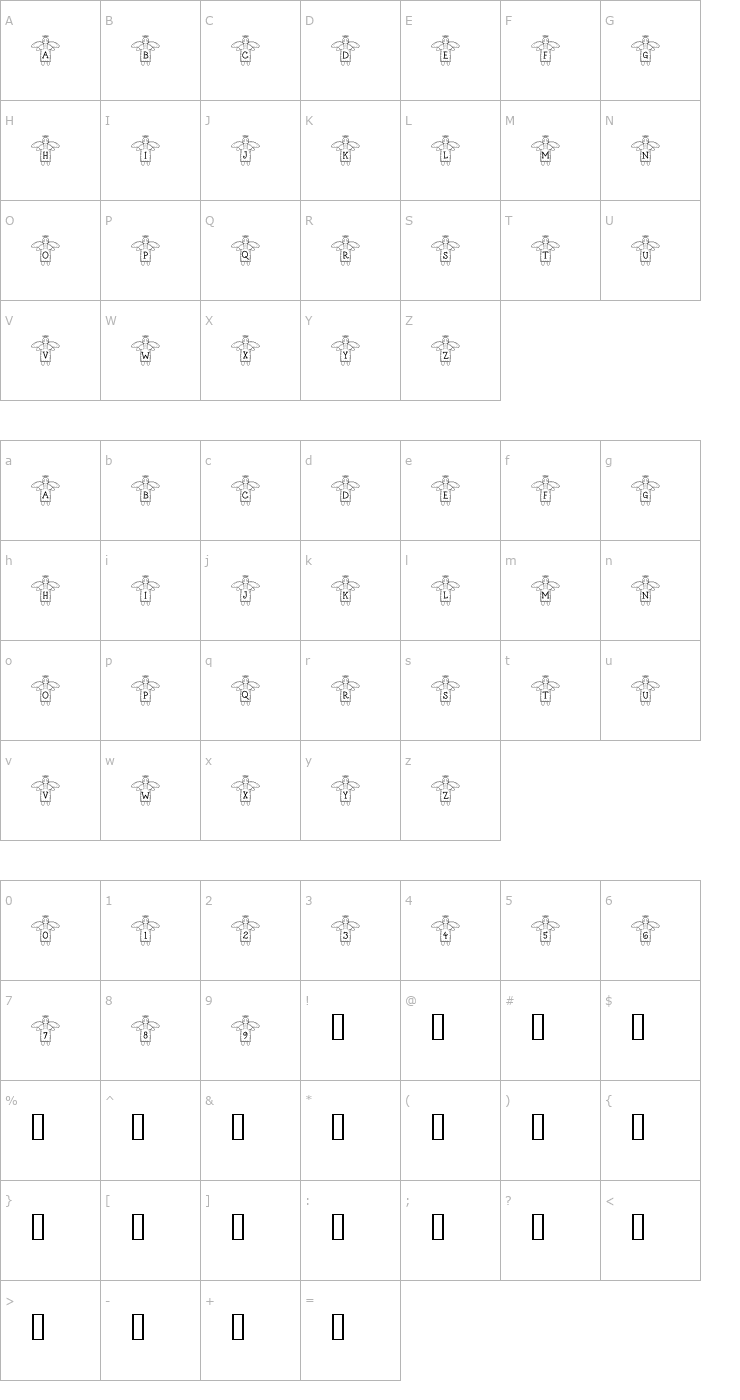 Character Map LCR Stitched by an Angel Font