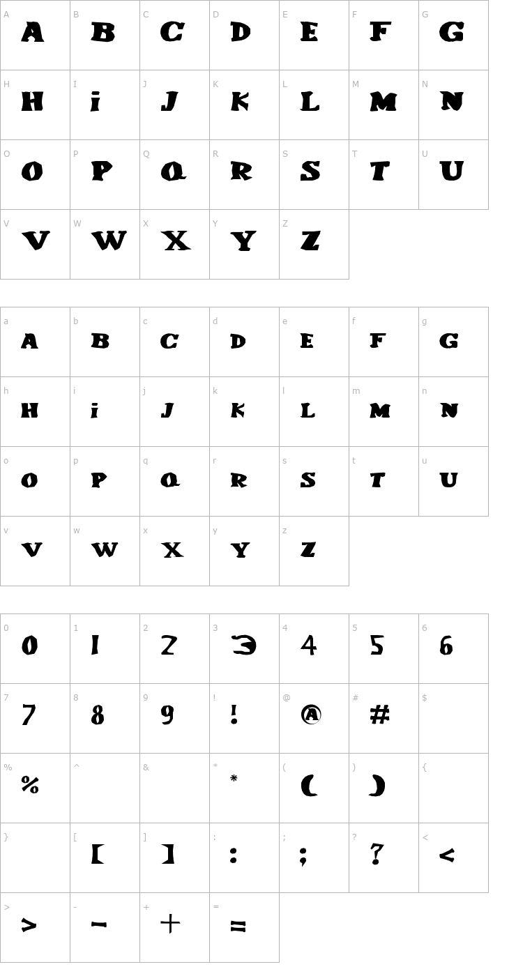 Character Map Le Corniaud Font