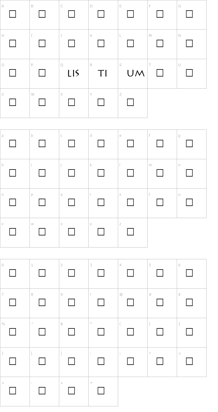 Character Map Leaflet Font