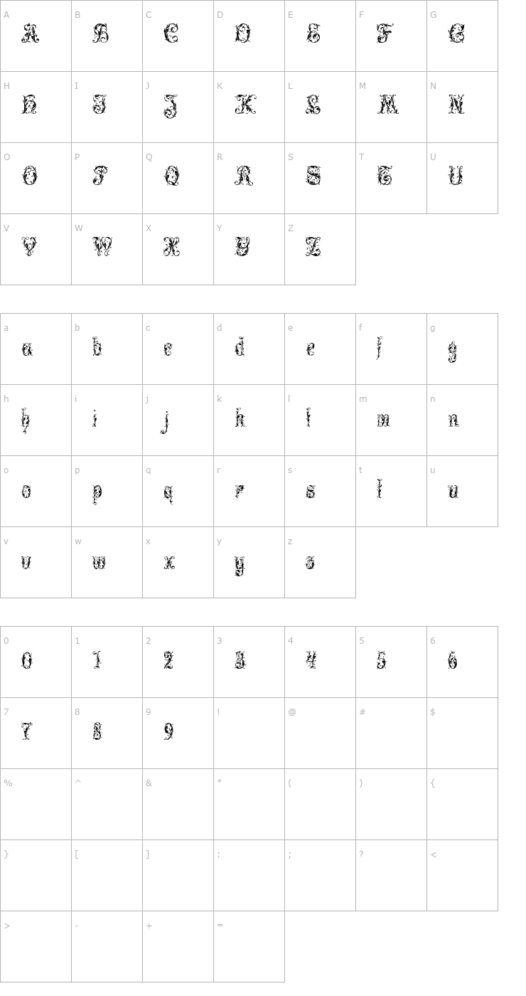 Character Map Leafy glade Font