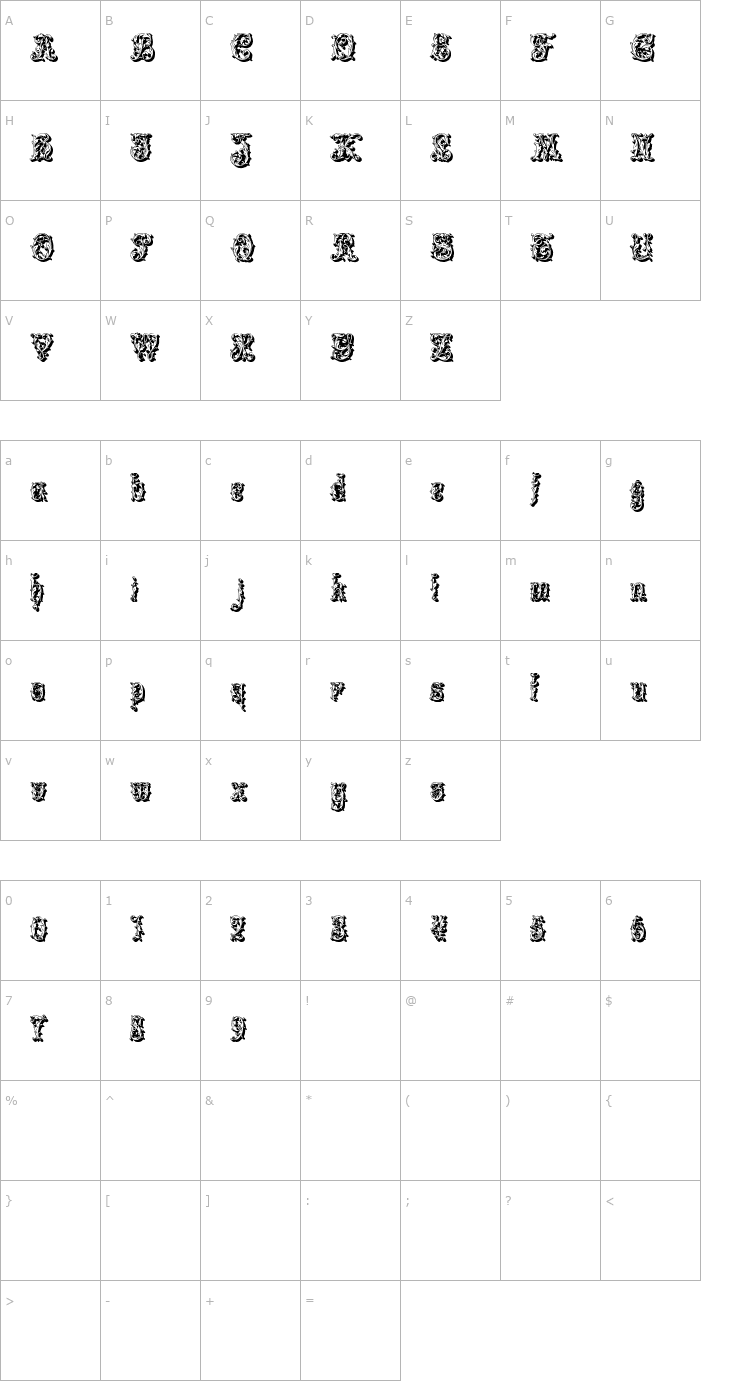 Character Map Leafyshade Font