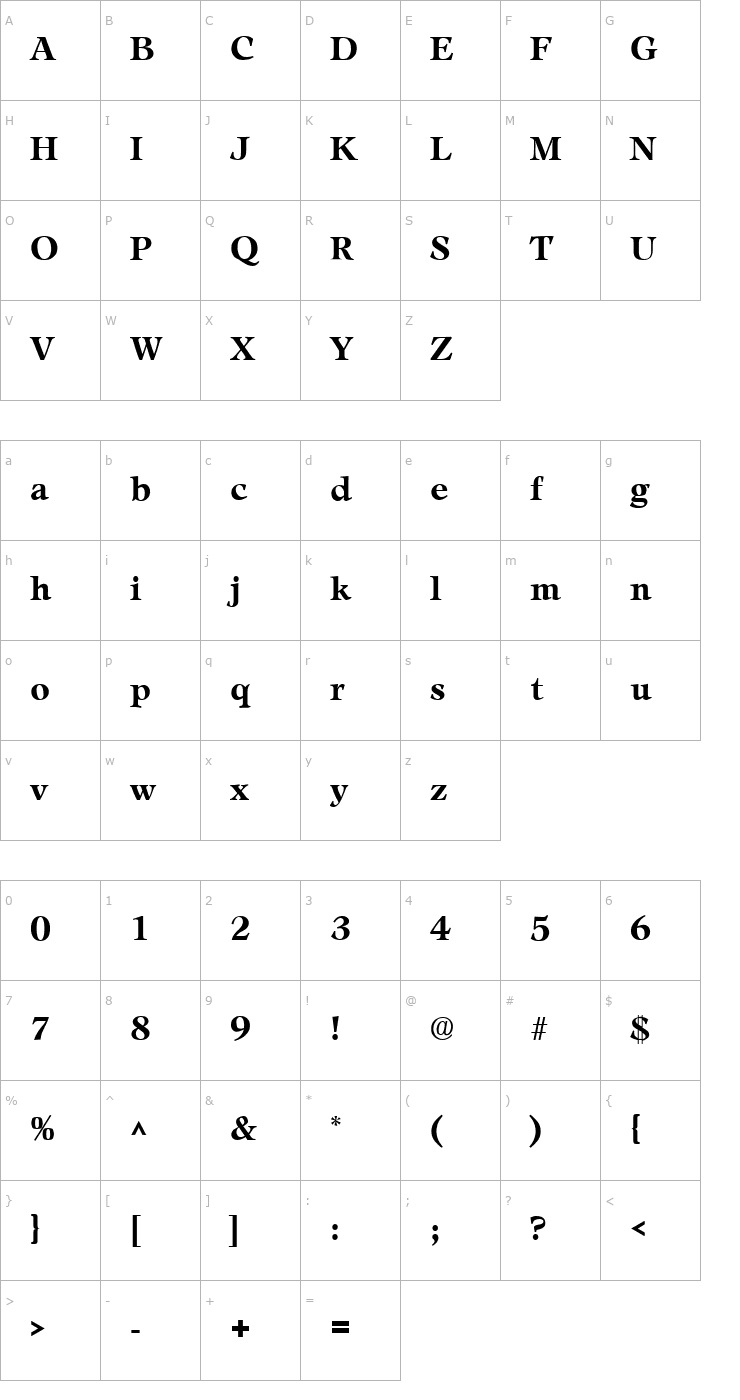 Character Map Leaming SF Bold Font