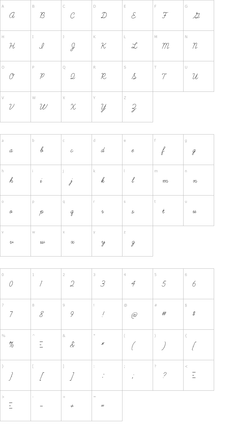 Character Map Learning Curve Font