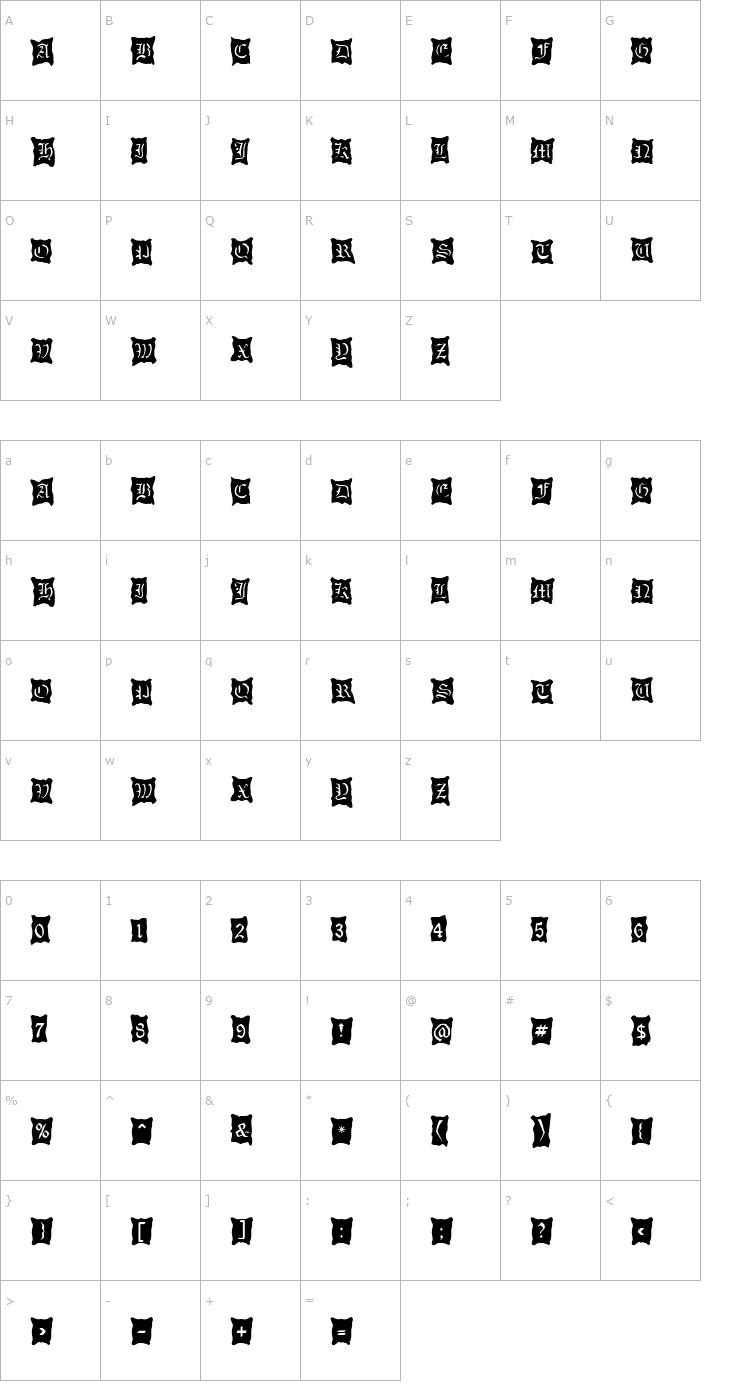 Character Map LEATHER FONT Font