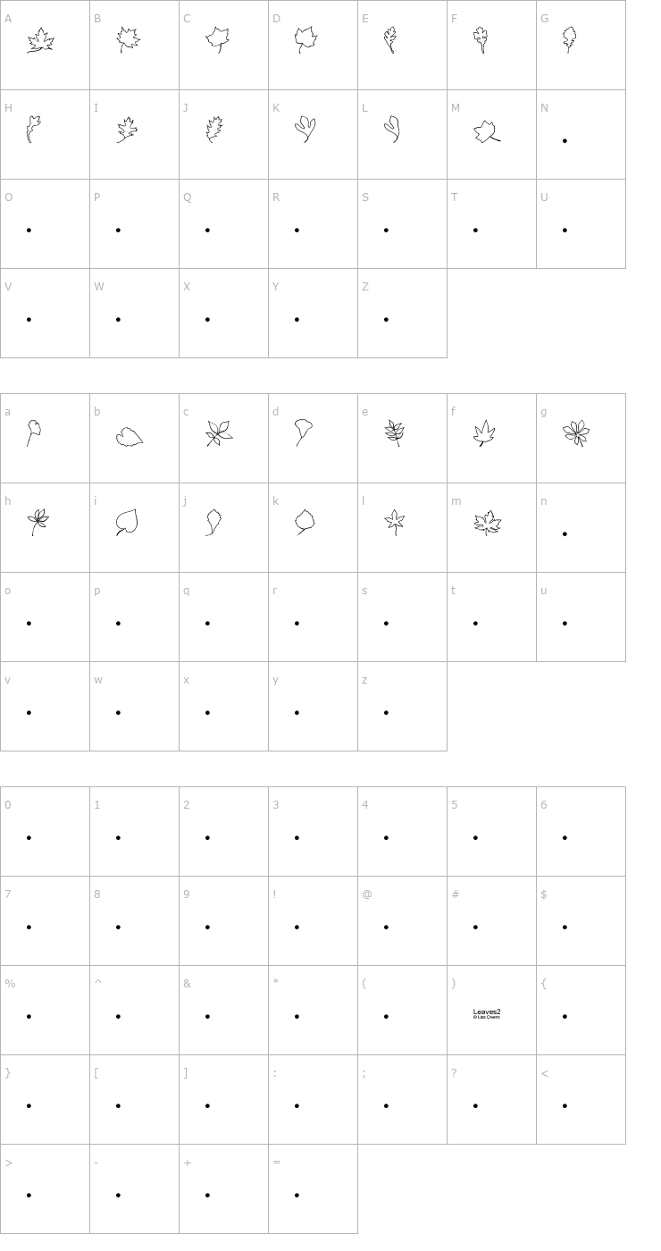 Character Map Leaves2 Font