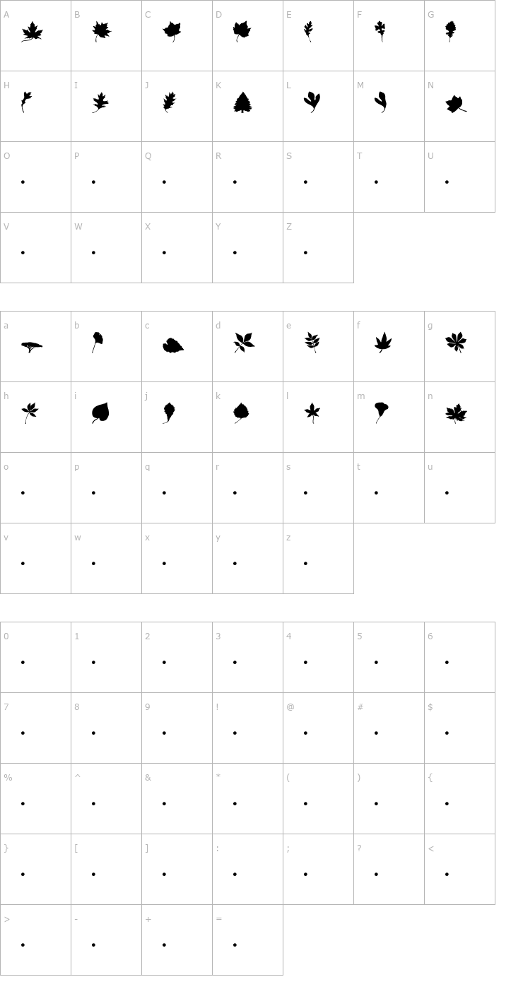Character Map Leavestrees Font
