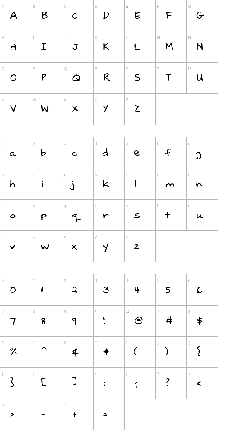 Character Map Lebanon Regular Font