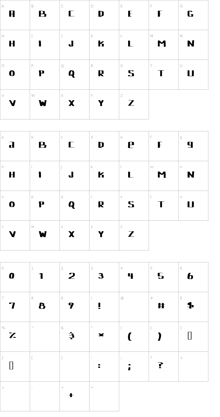 Character Map Lebowski Font