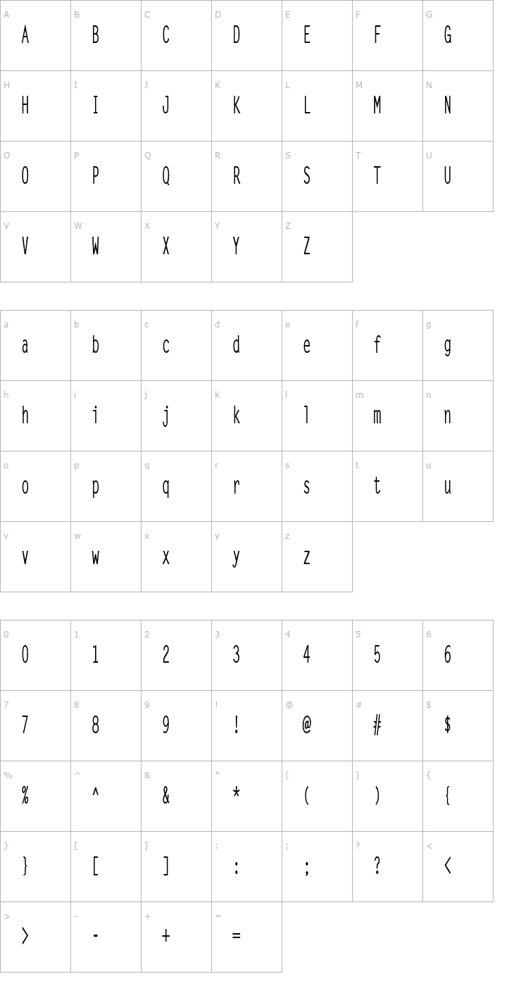 Character Map Lechter Thin Bold Font