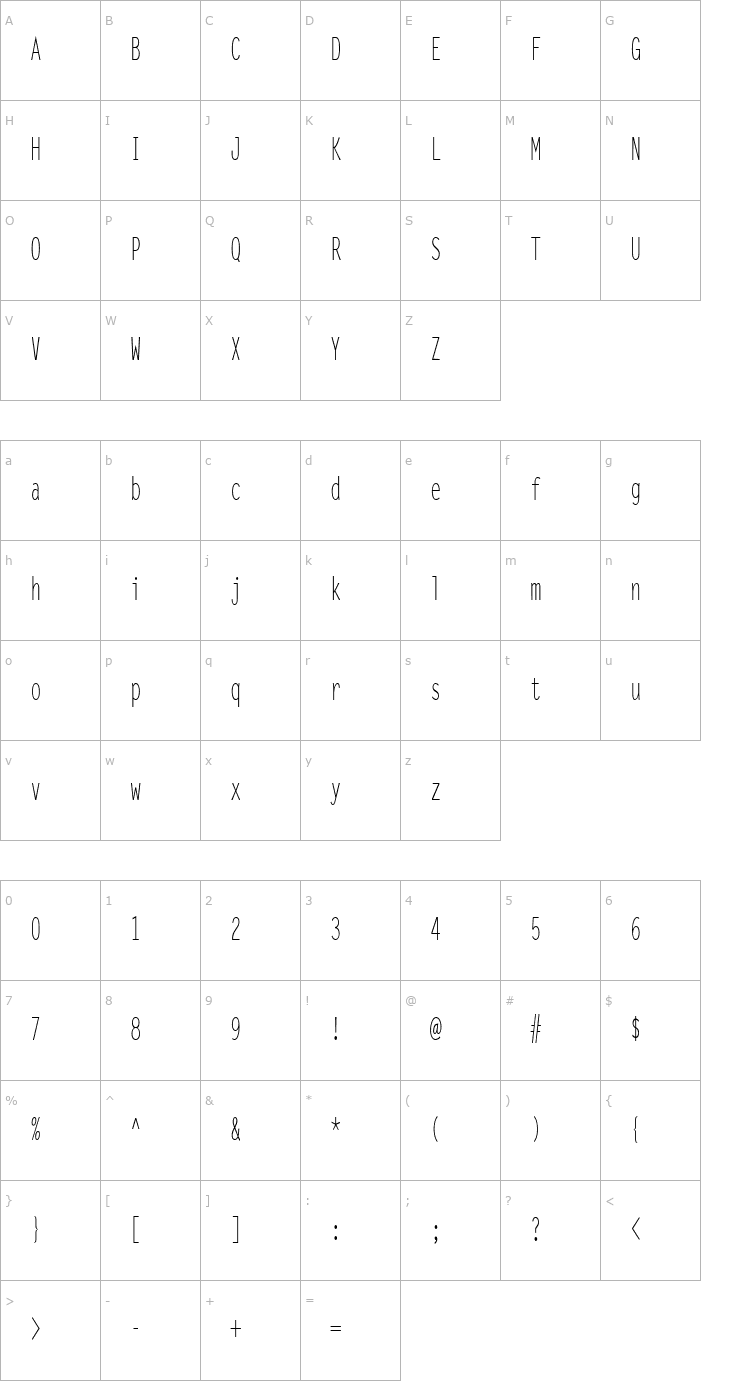 Character Map Lechter Thin Normal Font