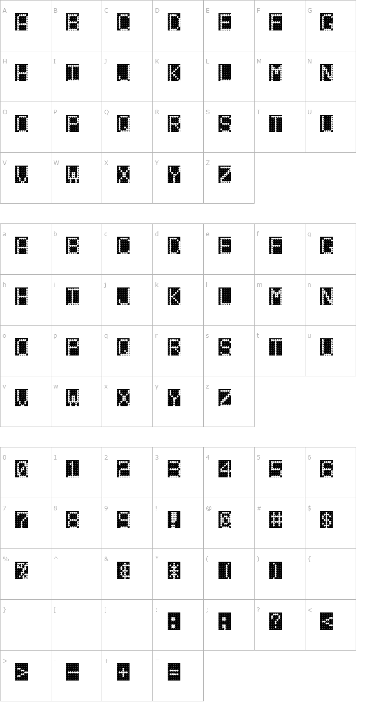 Character Map LED BOARD Font
