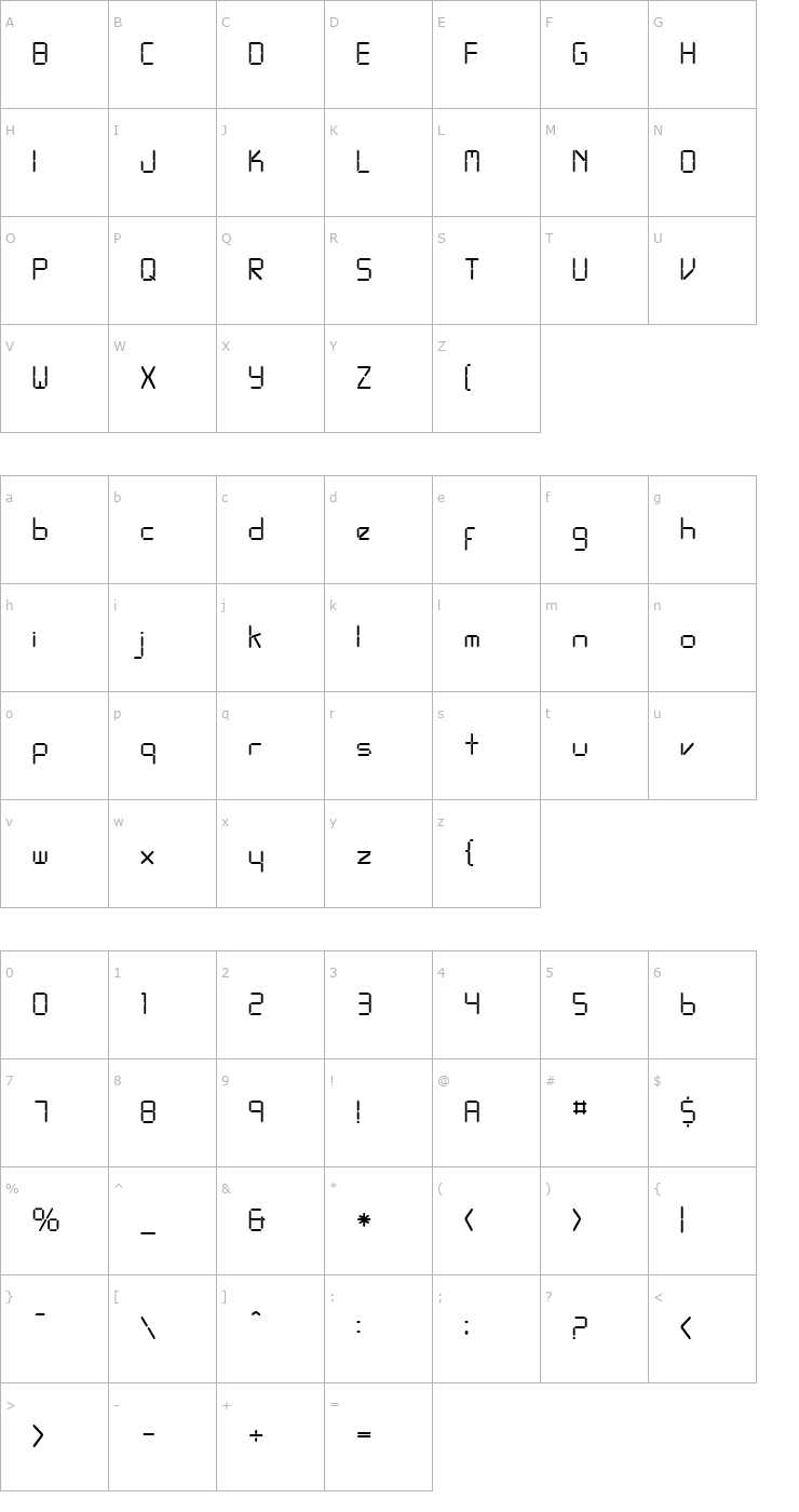 Character Map LED Font