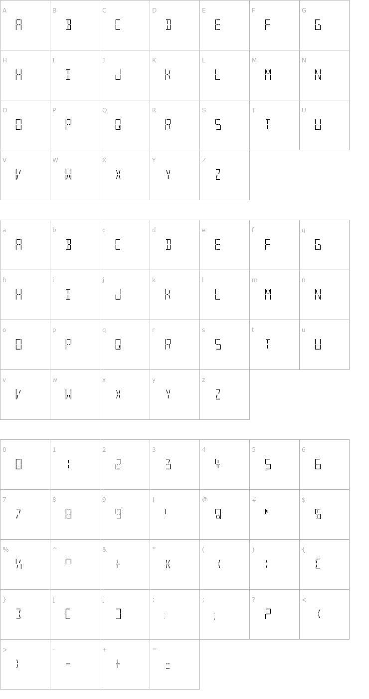 Character Map LED S&S Font