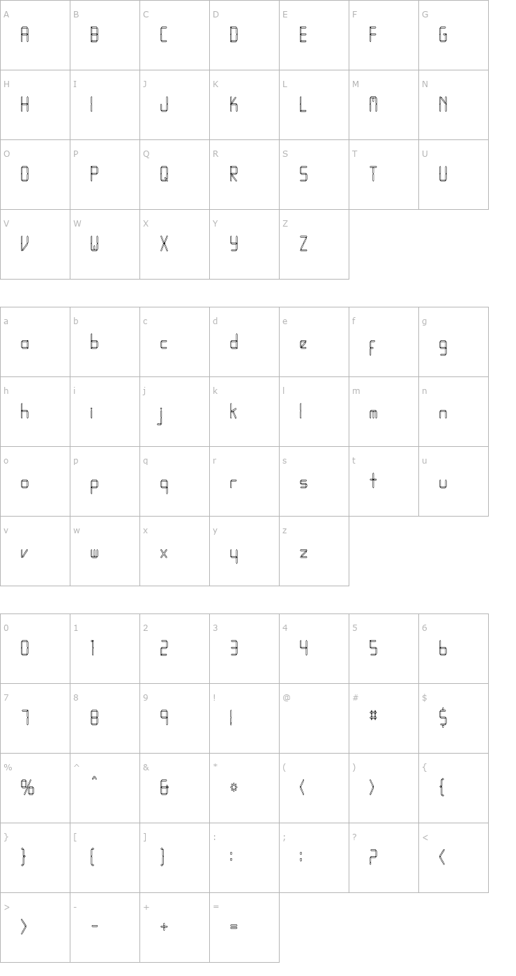 Character Map LEDFontHC Font