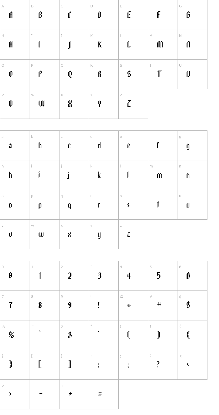 Character Map LeeBee Schwarz Font
