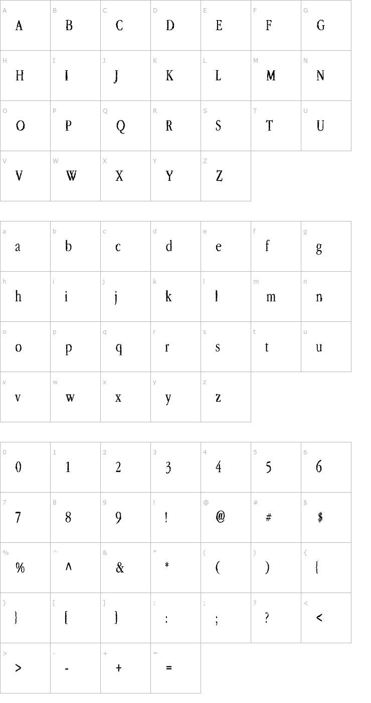 Character Map Lefferts Corners 2 Font