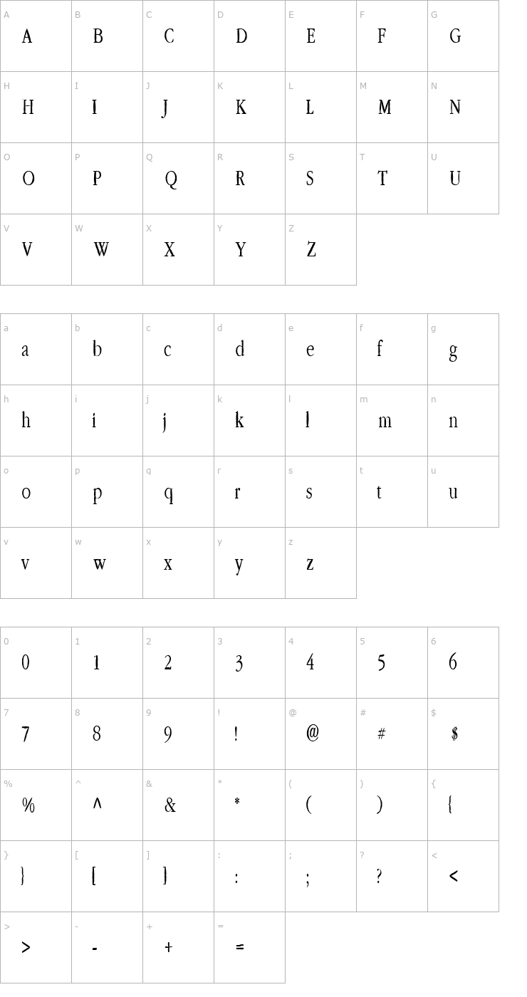 Character Map Lefferts Corners Font
