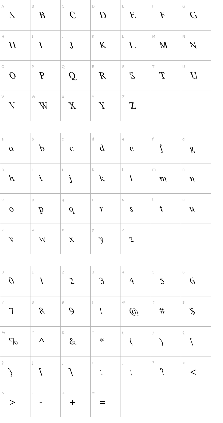 Character Map Lefti Font