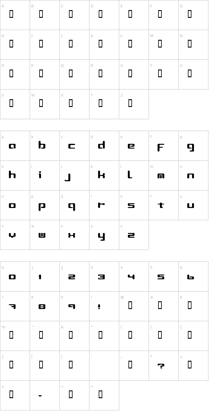Character Map LeftOvers II 2 Font