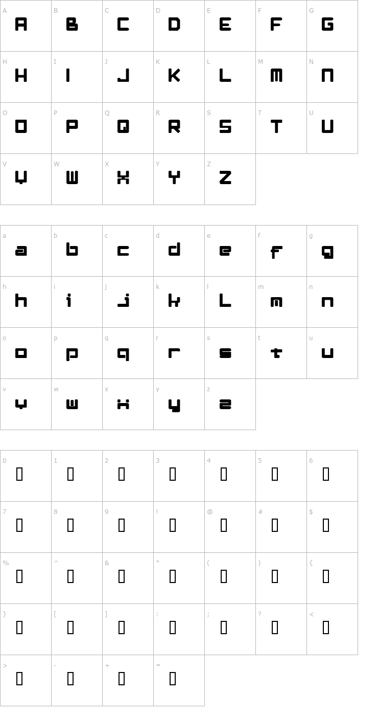 Character Map LeftOvers II 3 1 Font