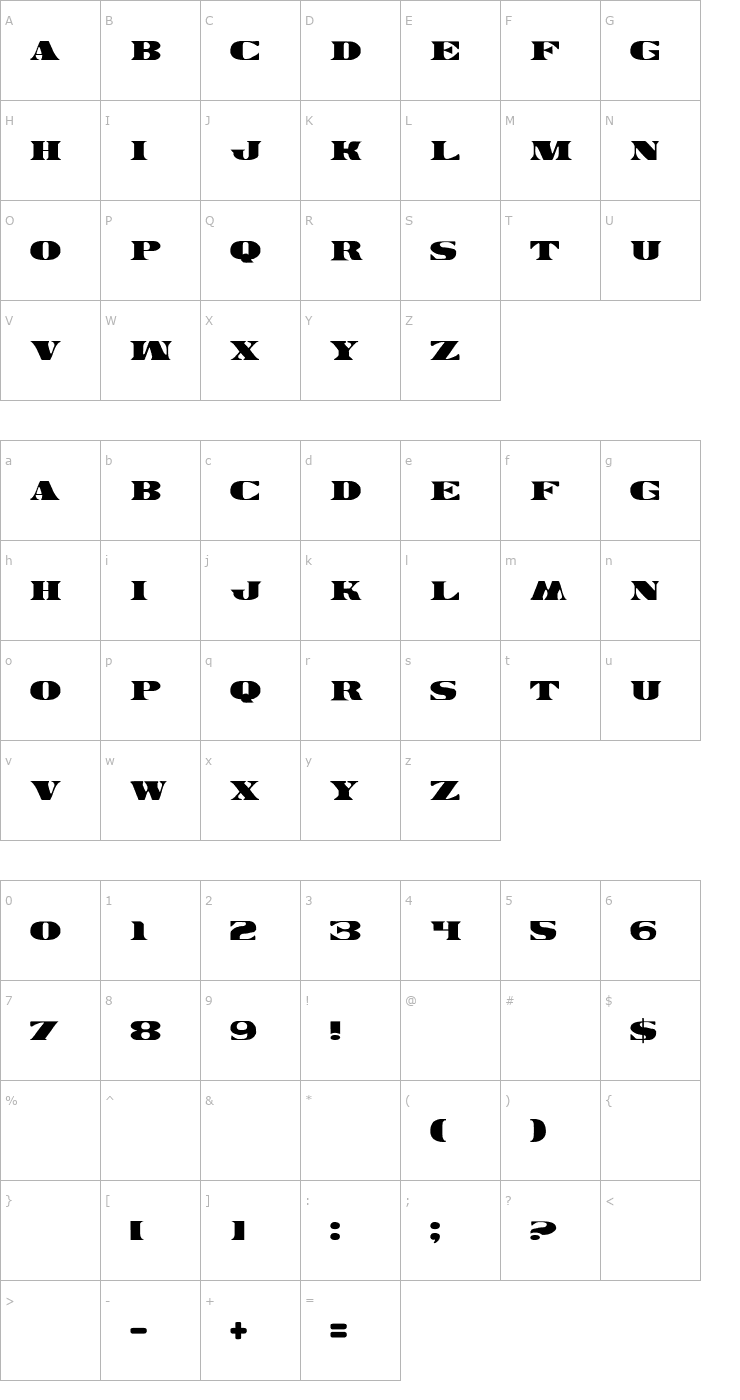 Character Map Legal Tender Font