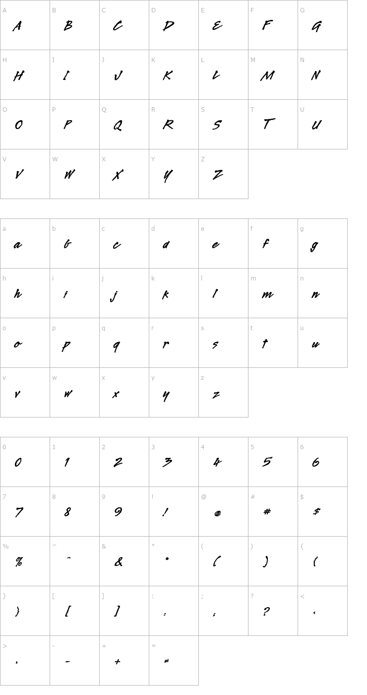 Character Map Legault-Bold Font