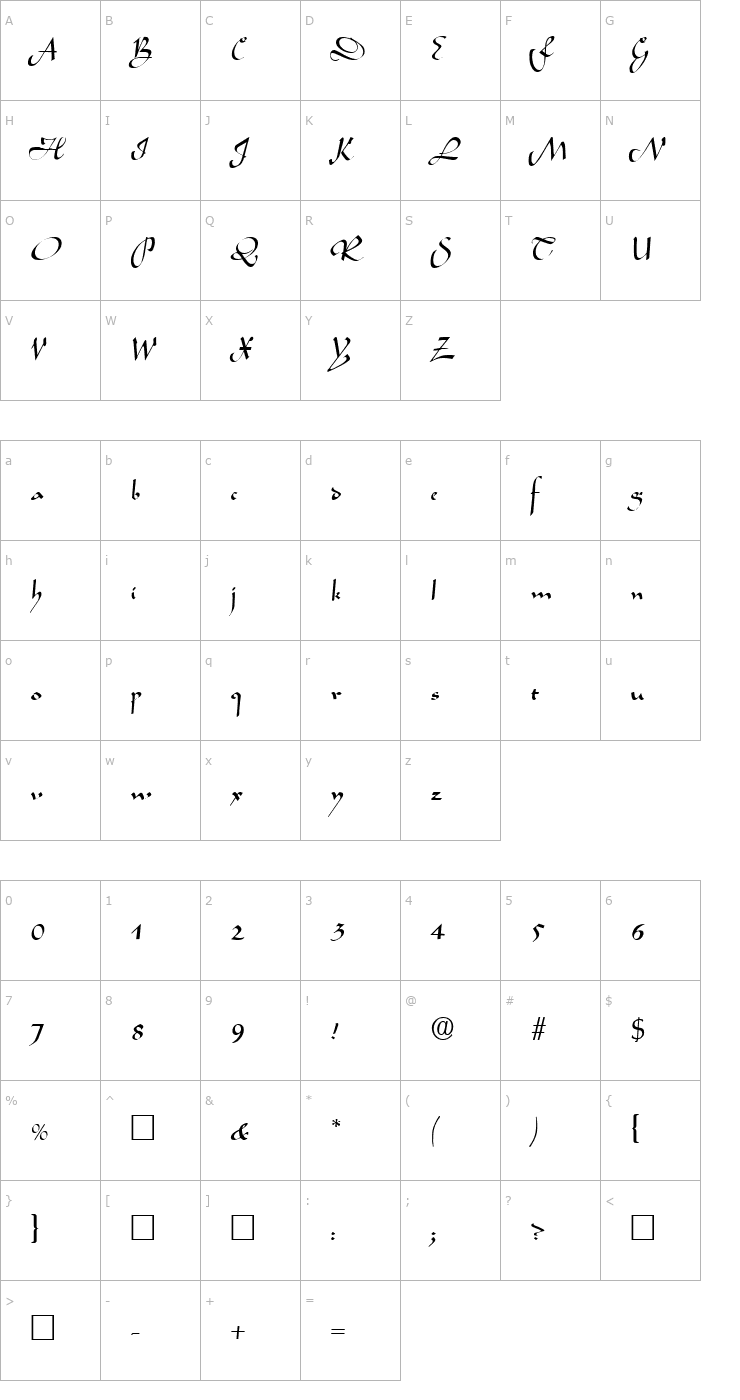 Character Map Legende Font