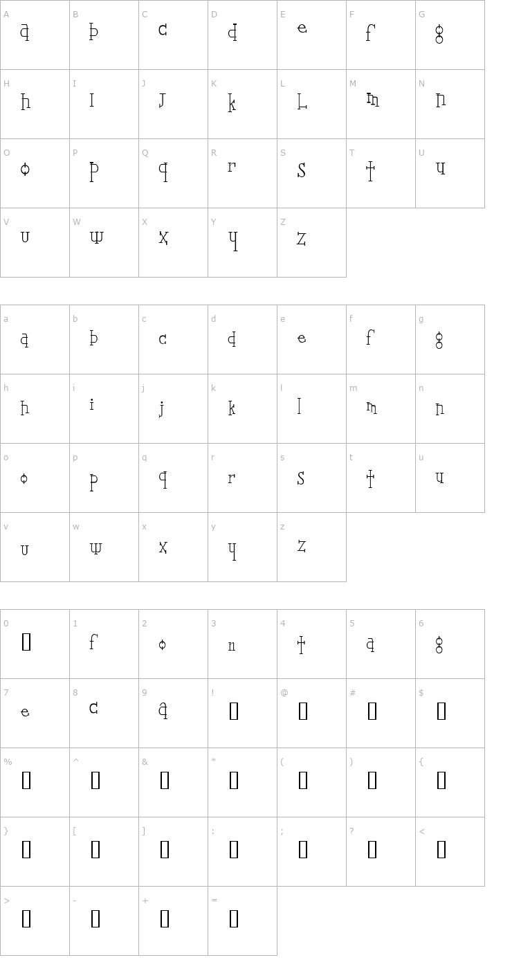 Character Map Leger Light Font