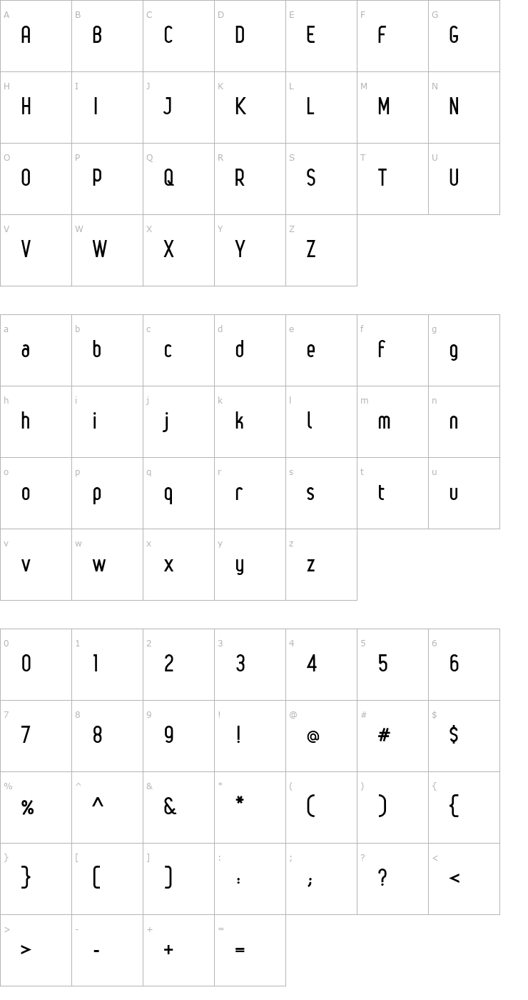 Character Map LegerBold Font