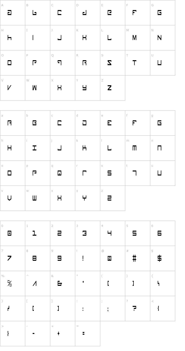 Character Map Legion Condensed Font